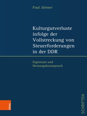 cover image of Kulturgutverluste infolge der Vollstreckung von Steuerforderungen in der DDR